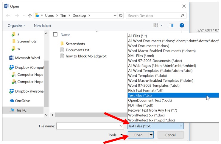 how to put word documents into folders